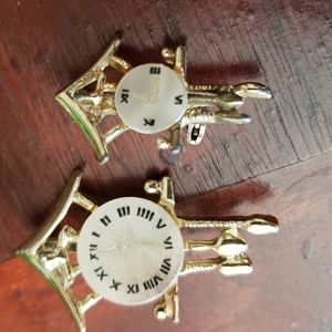 Cuckoo Clock Mother of Pearl Brooches  Set Of Two